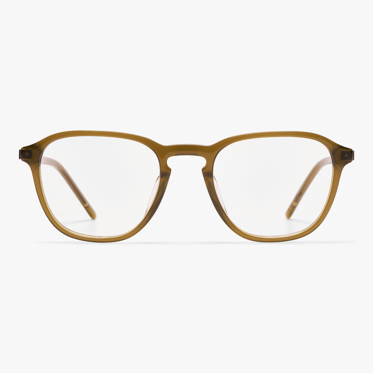 Luxreaders stylish Women's Rønne Shiny Olive Reading glasses. Made from Titanium in a Square shape.
