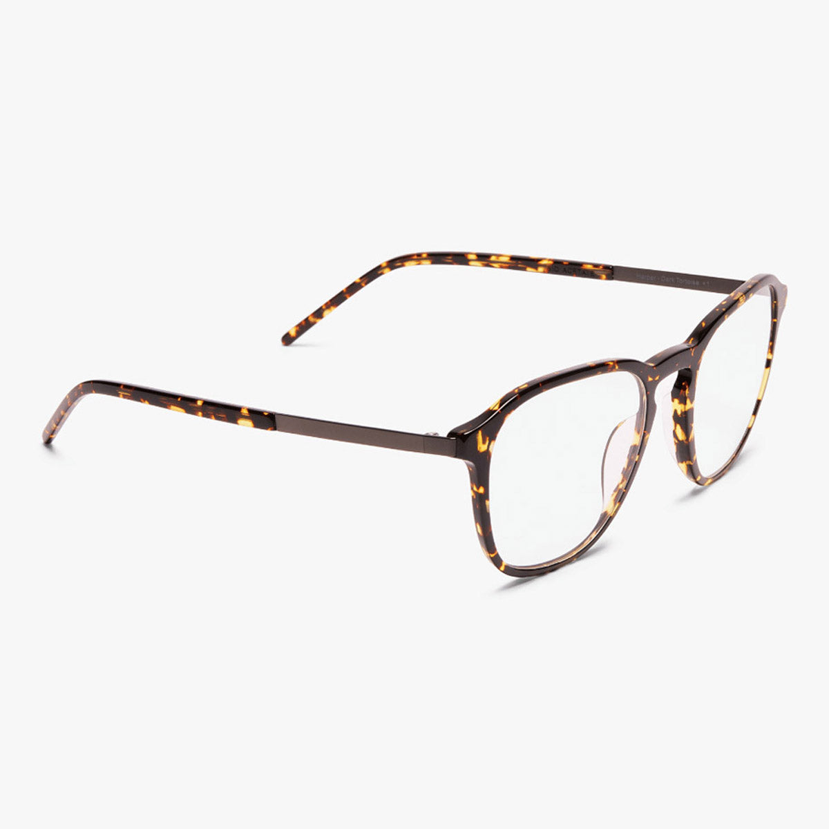 Luxreaders stylish Women's Rønne Dark Turtle Reading glasses. Made from Titanium in a Square shape.