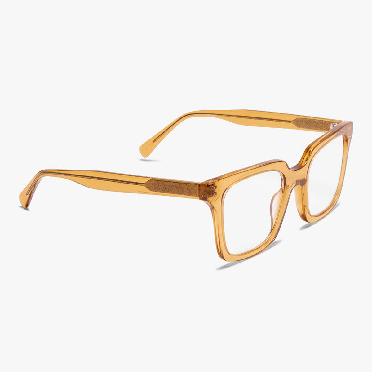Luxreaders stylish Women's Tisvilde Crystal Caramel Reading glasses. Made from Bio-acetate in a Square shape.