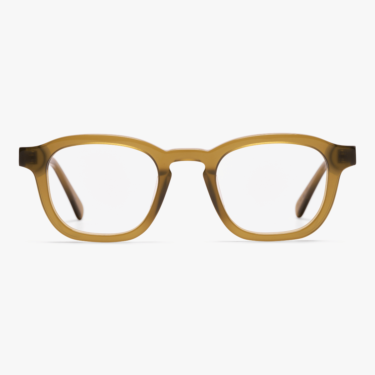 Luxreaders stylish Reykjavik Shiny Olive Reading glasses. Made from Bio-acetate in a Square shape.
