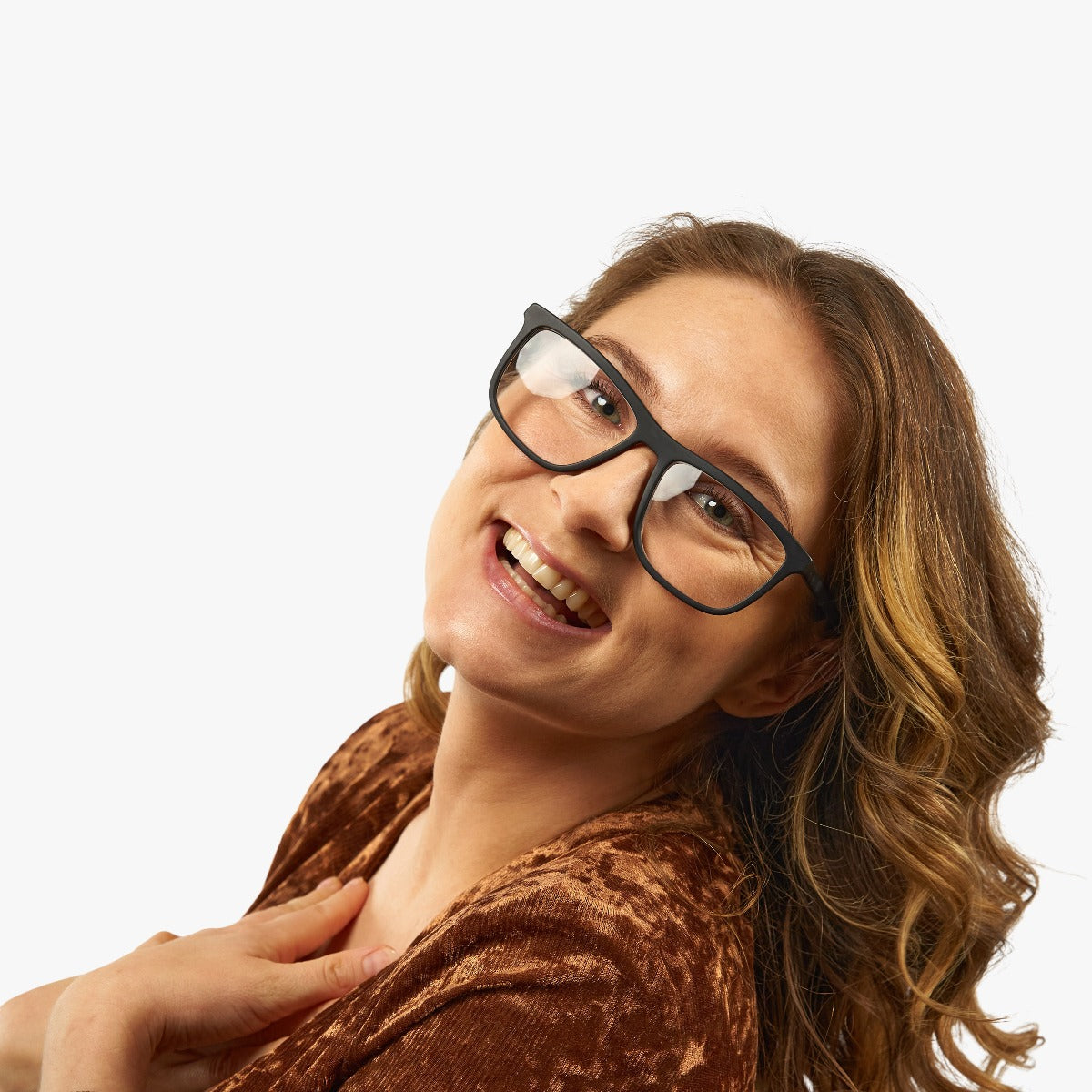 Luxreaders stylish Women's Oslo Black Blue light glasses. Made from Acetate in a Square shape.