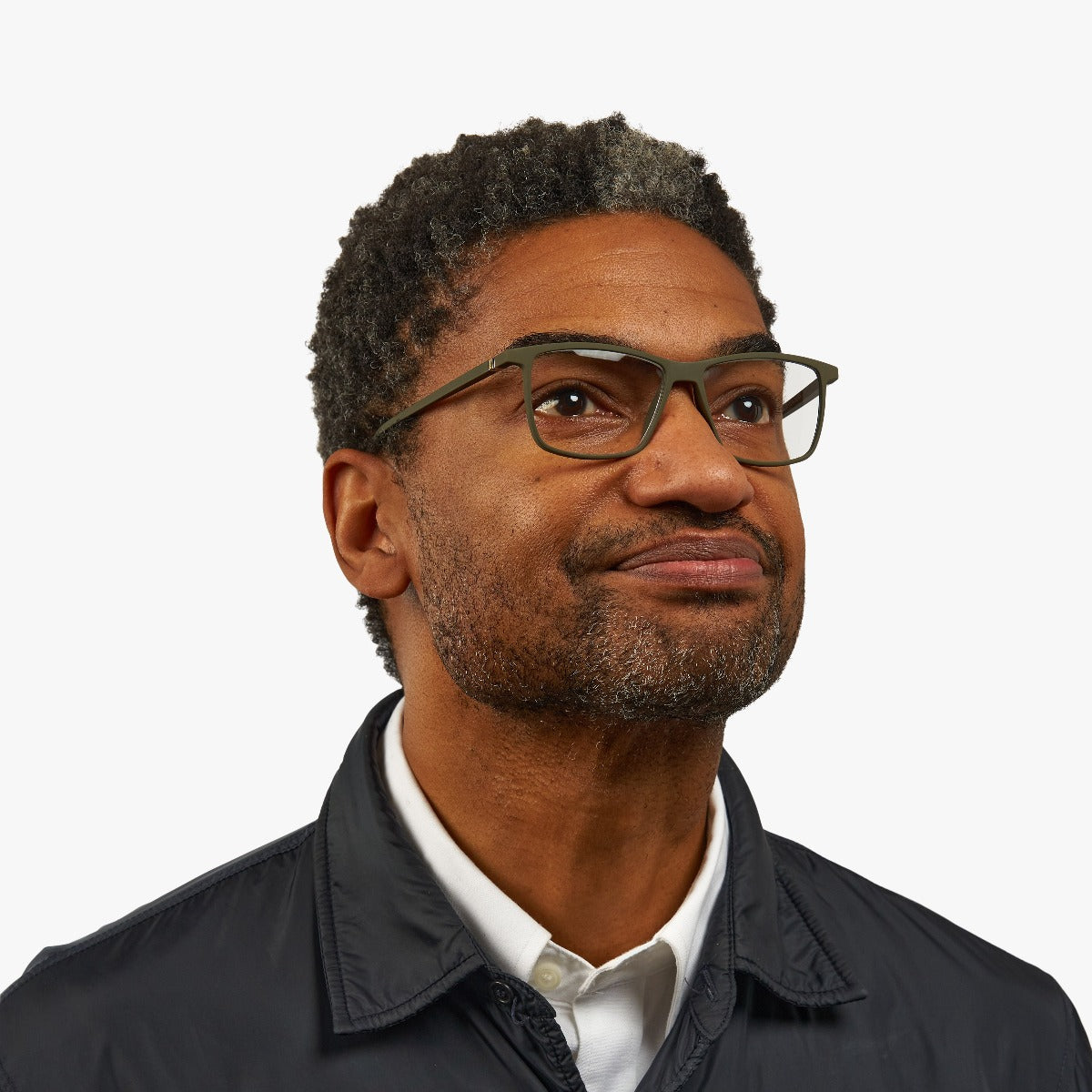 Luxreaders stylish København Dark Army Reading glasses. Made from Rubber in a Square shape.