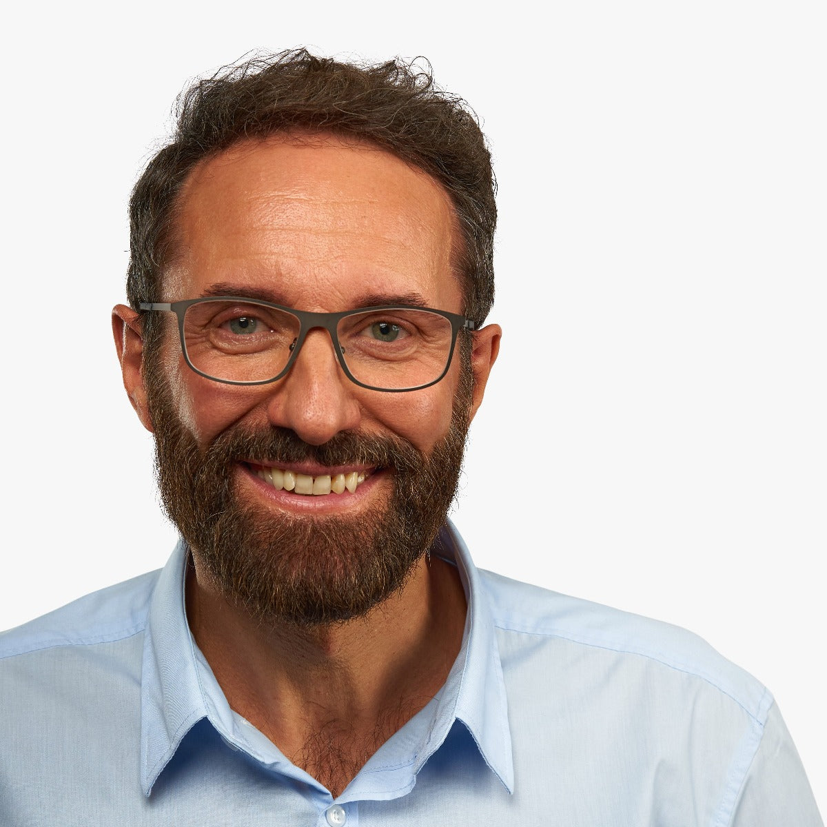 Luxreaders stylish Men's Møn Gun Blue light glasses. Made from Stainless steel in a Rectangle shape.