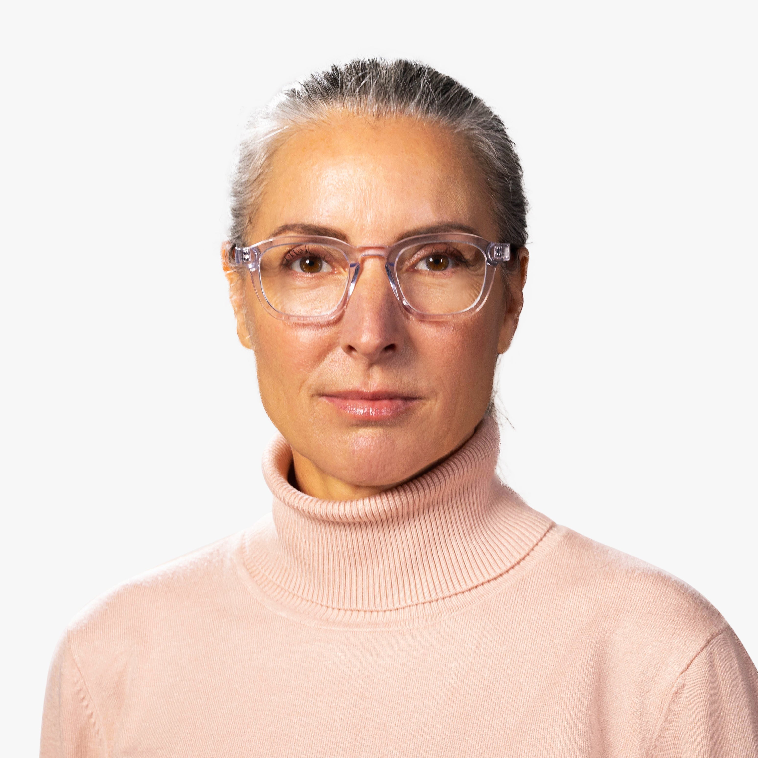 Luxreaders stylish Women's Reykjavik Crystal White Reading glasses. Made from Bio-acetate in a Square shape.