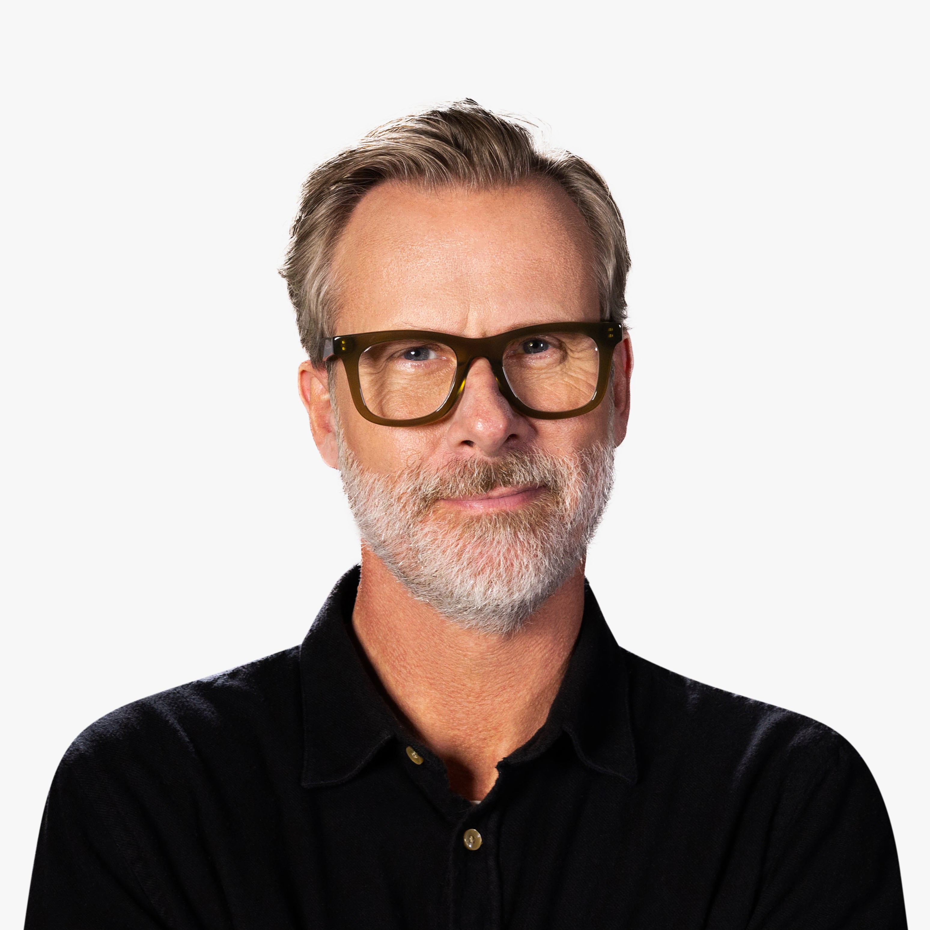 Luxreaders stylish Men's Samsø Shiny Olive Reading glasses. Made from Bio-acetate in a Square shape.