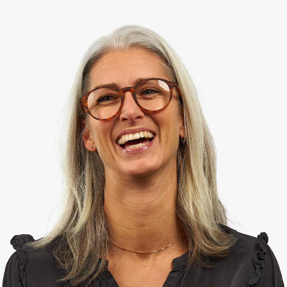 Luxreaders stylish Women's Læsø Turtle Reading glasses. Made from Rubber in a Round shape.