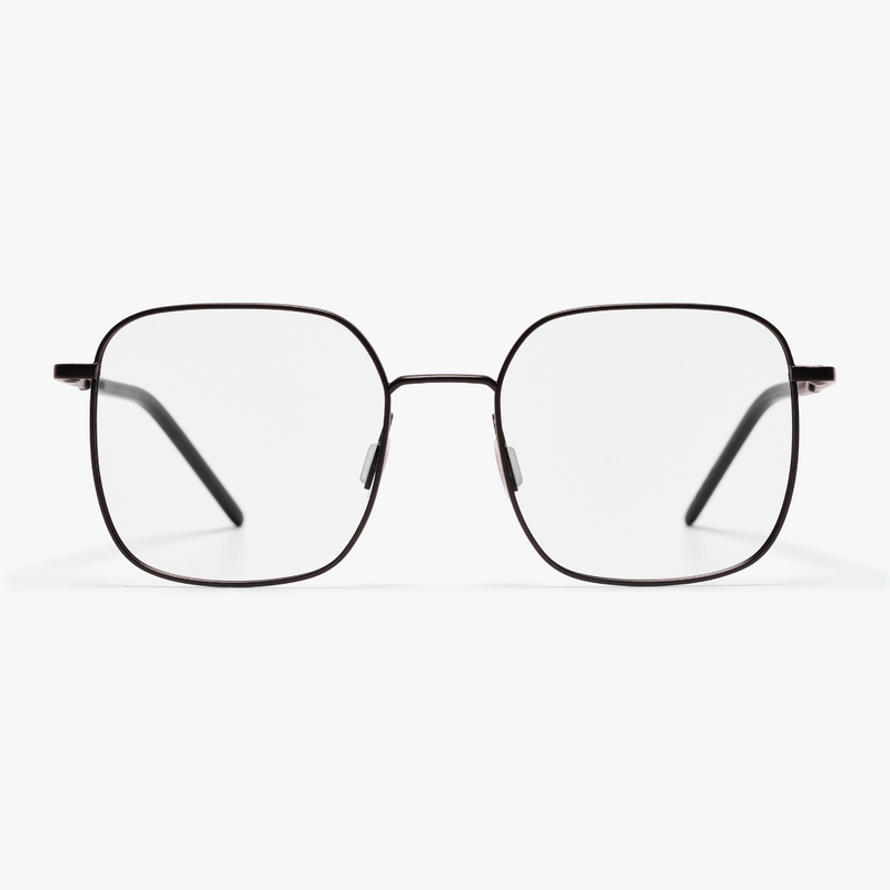 Båstad Black square metal frame glasses with clear lenses