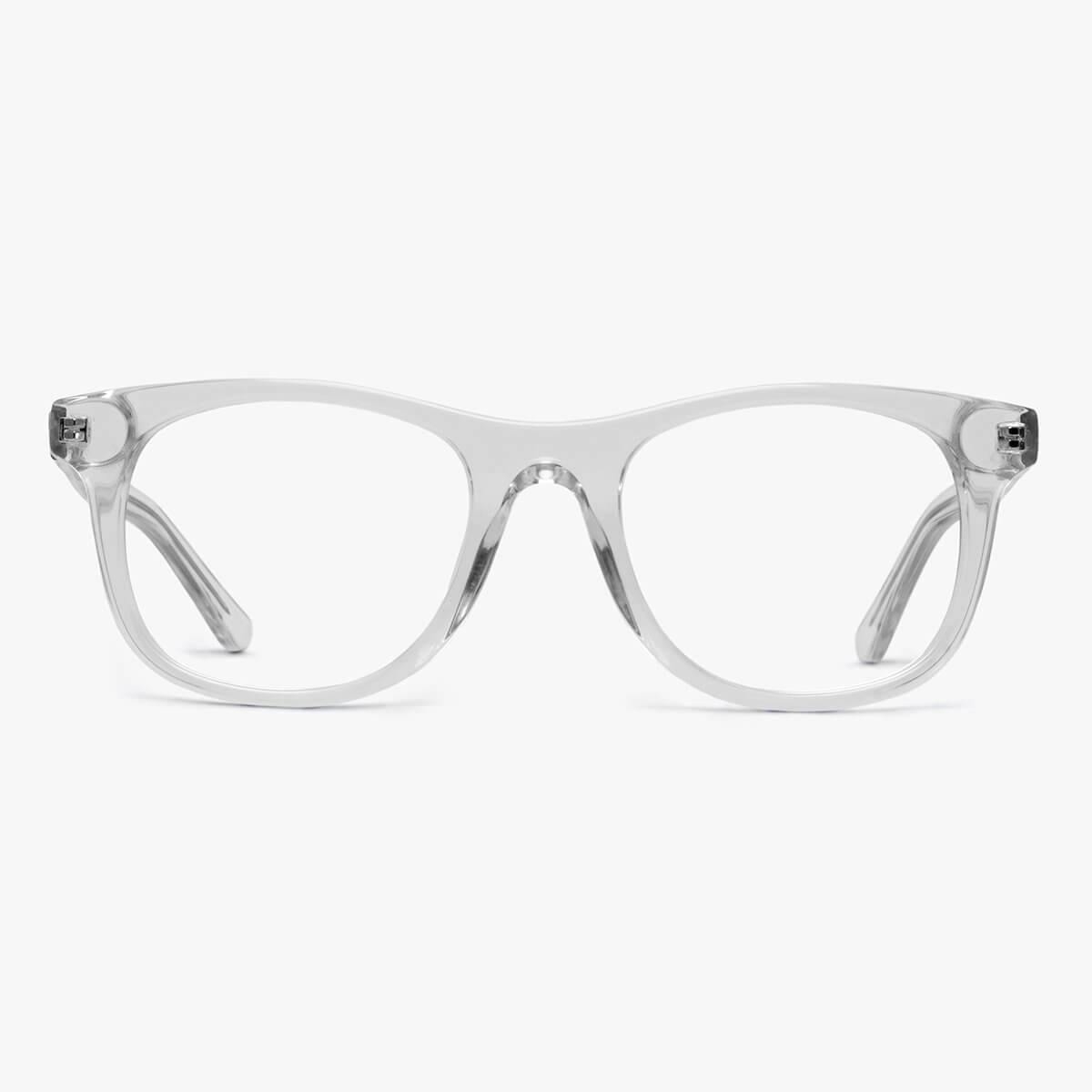 Luxreaders stylish Malmö Crystal White Reading glasses. Made from Acetate in a Square shape.