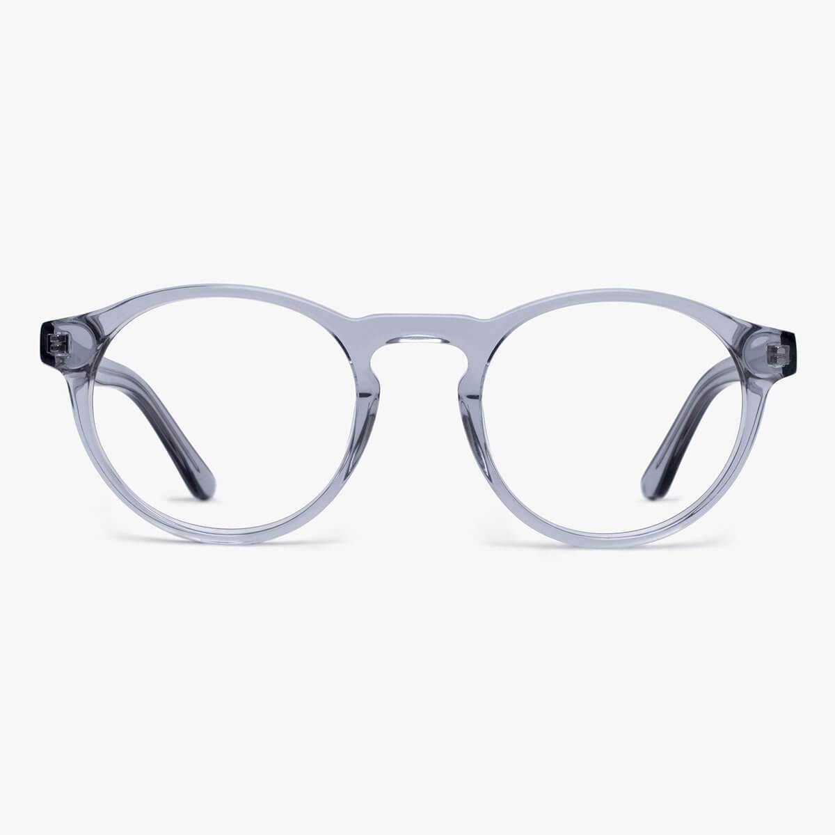 Luxreaders stylish Women's Trondheim Crystal Grey Reading glasses. Made from Acetate in a Round shape.