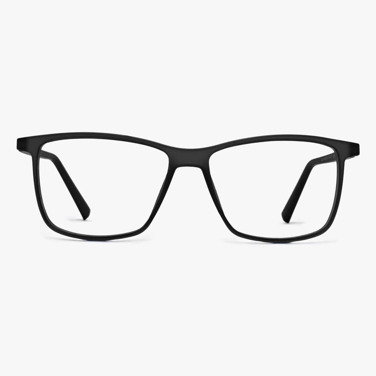 Luxreaders stylish Men's København Black Blue light glasses. Made from Rubber in a Square shape.