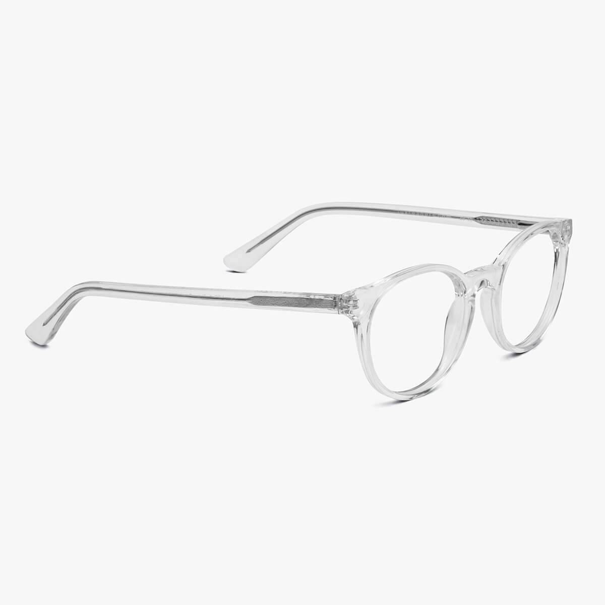 Luxreaders stylish Women's Örebro Crystal White Reading glasses. Made from Acetate in a Iconic shape.