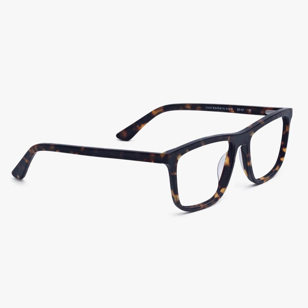 Luxreaders stylish Men's Oslo Dark Turtle Reading glasses. Made from Acetate in a Square shape.