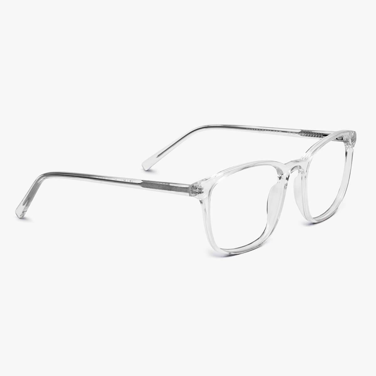 Luxreaders stylish Men's Ebeltoft Crystal White Blue light glasses. Made from Acetate in a Square shape.