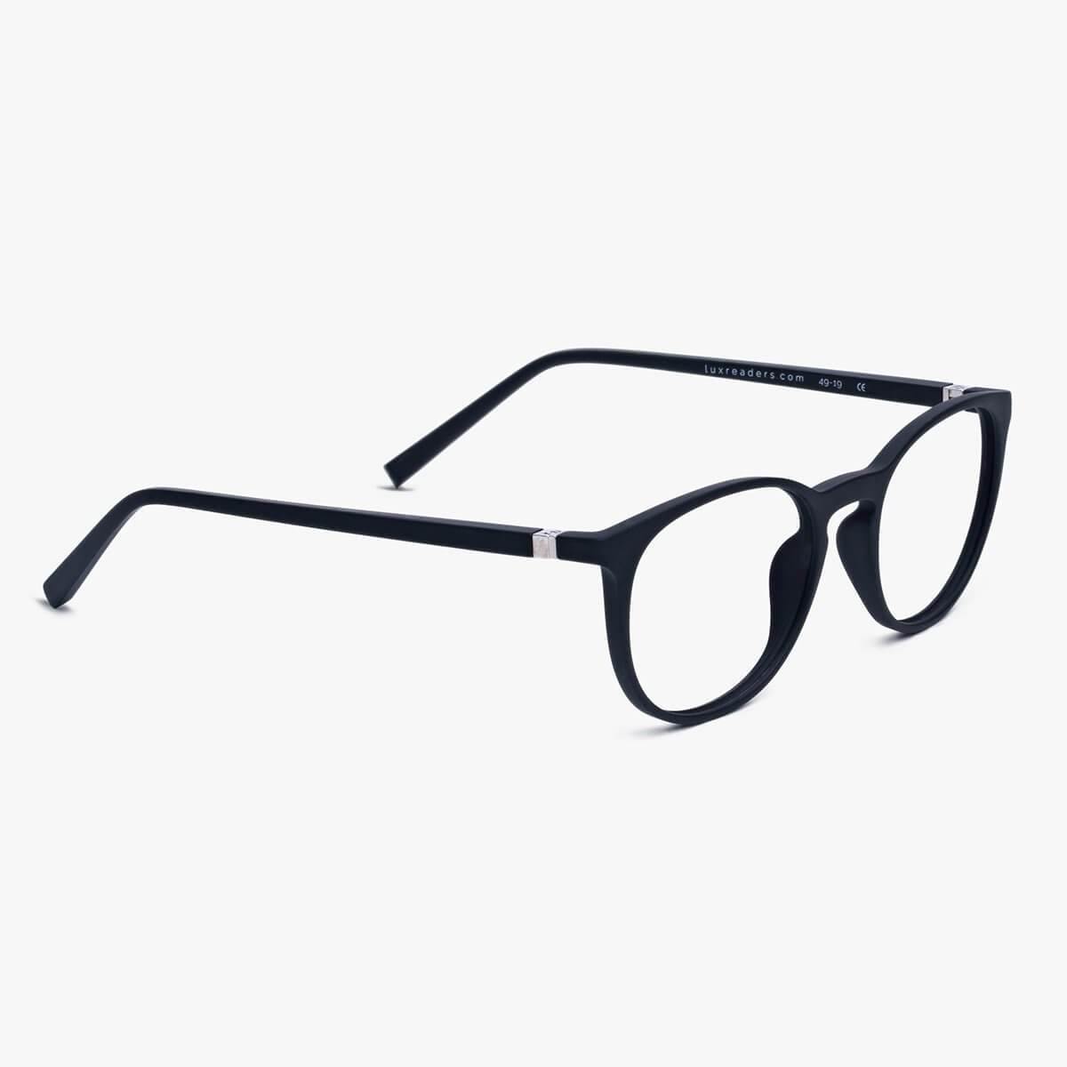 Luxreaders stylish Women's Stockholm Black Blue light glasses. Made from Rubber in a Iconic shape.
