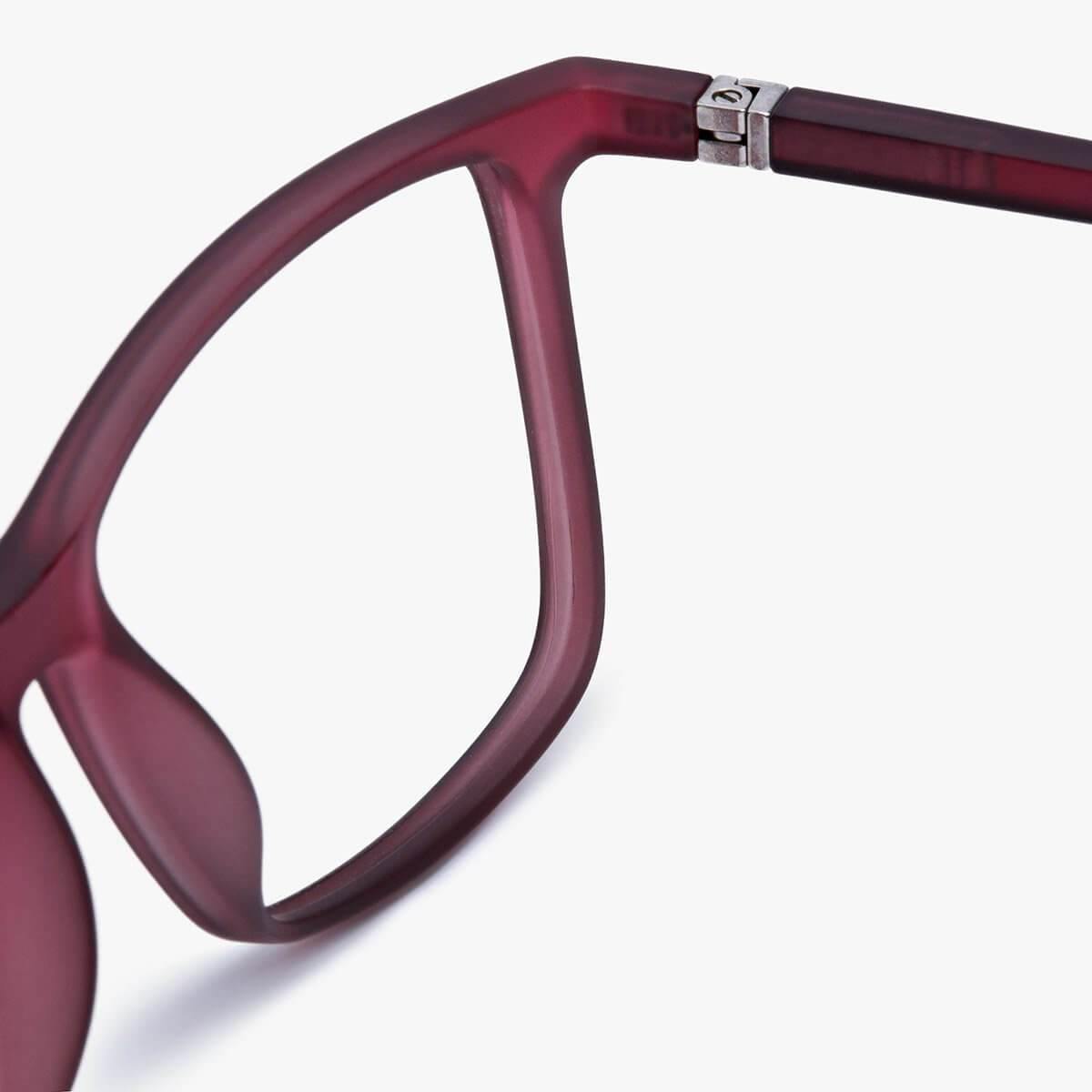 Luxreaders stylish København Red Reading glasses. Made from Rubber in a Square shape.