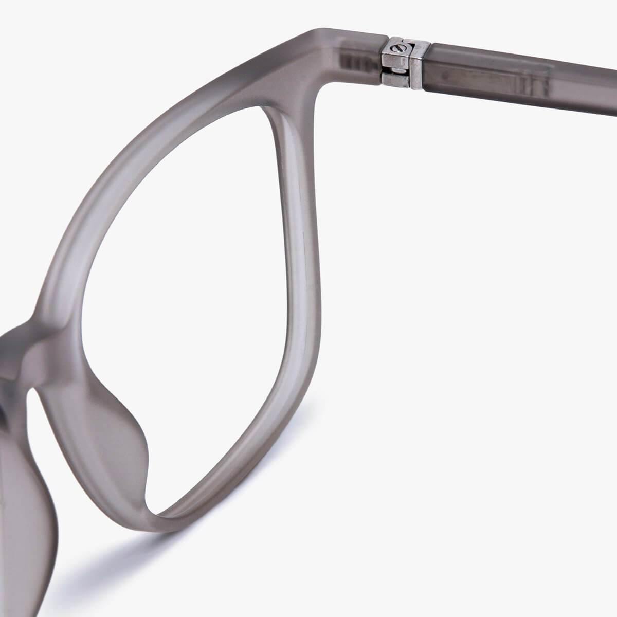 Luxreaders stylish Women's Fyn Grey Blue light glasses. Made from Rubber in a Square shape.