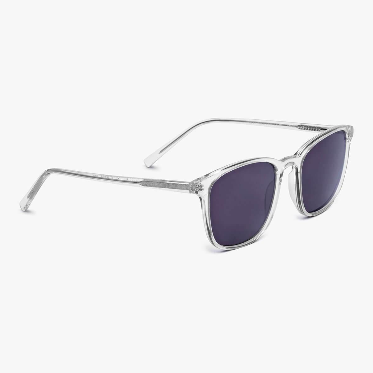 Square crystal white sunglasses with dark lenses