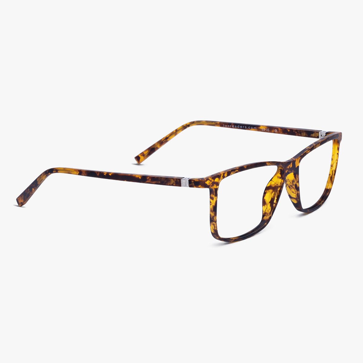 Tortoiseshell reading glasses with rectangular frames by Luxreaders