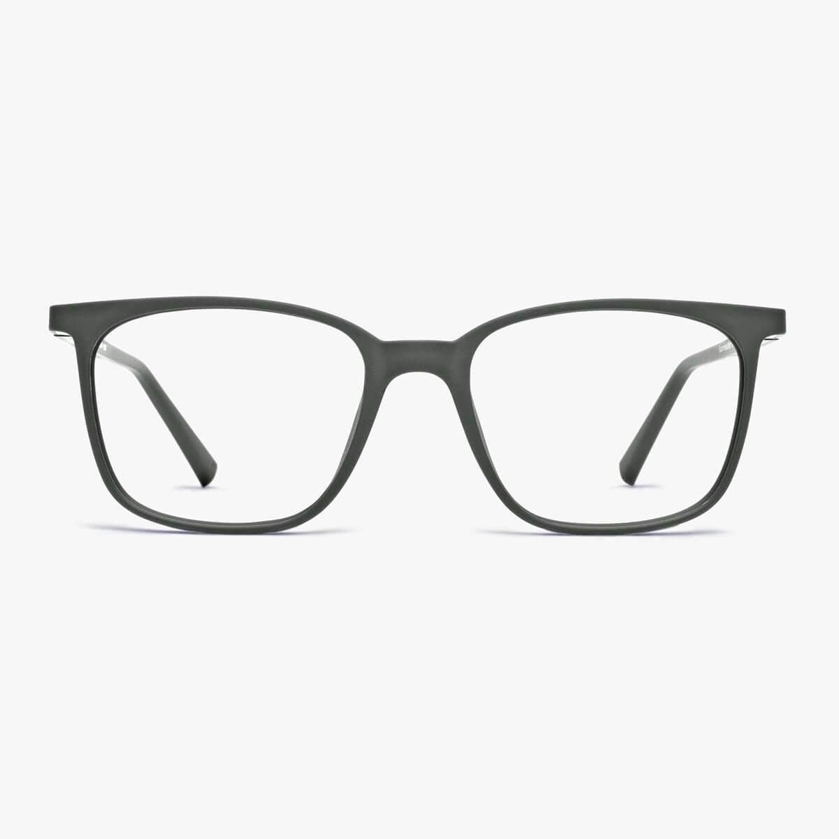 Men's Fyn Dark Army rectangular glasses with dark green frames