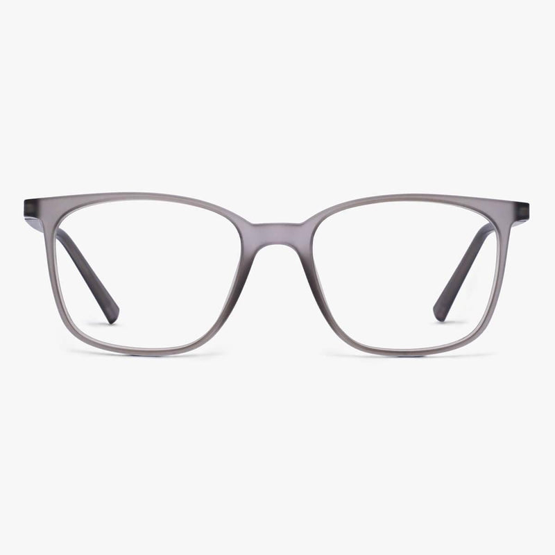 Men's Fyn Grey rectangle eyeglasses in matte grey finish