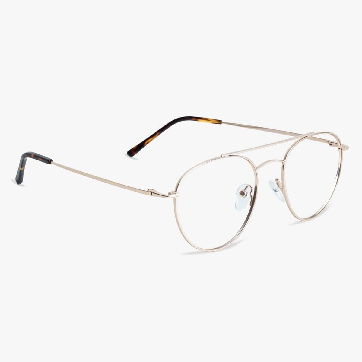 Gold frame reading glasses with round lenses and tortoiseshell arms