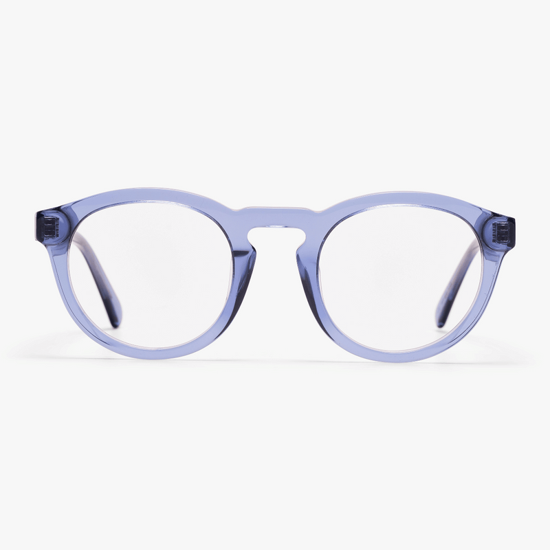Men's Gråsten Crystal Blue round reading glasses with crystal blue frame