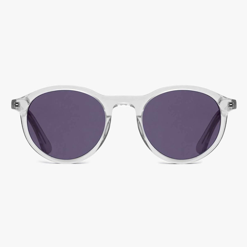 Men's Løkken Crystal White transparent round glasses with dark lenses