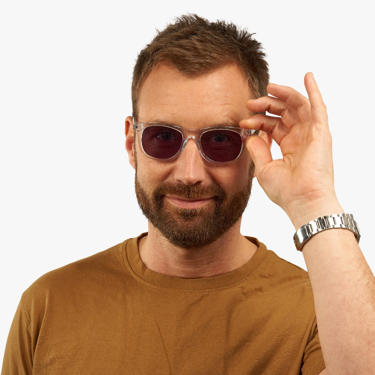 Person wearing Men's Malmö Crystal White glasses