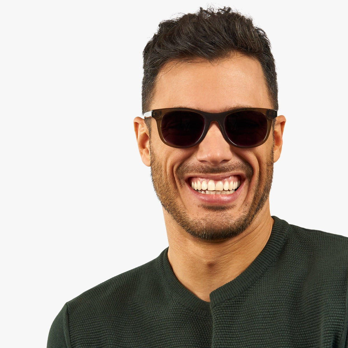 Person wearing Men's Malmö Shiny Olive sunglasses