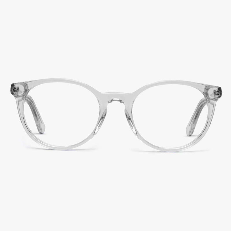 Örebro Crystal White transparent round glasses on white background