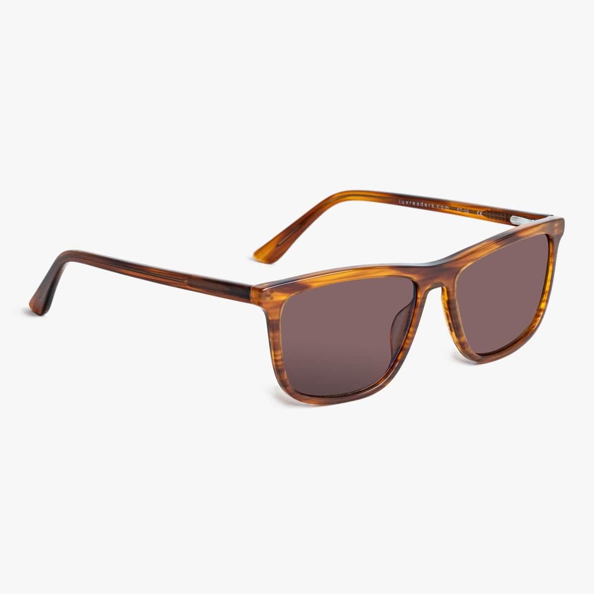 Luxreaders stylish Women's Oslo Shiny Walnut Sunglasses. Made from Acetate in a Square shape.
