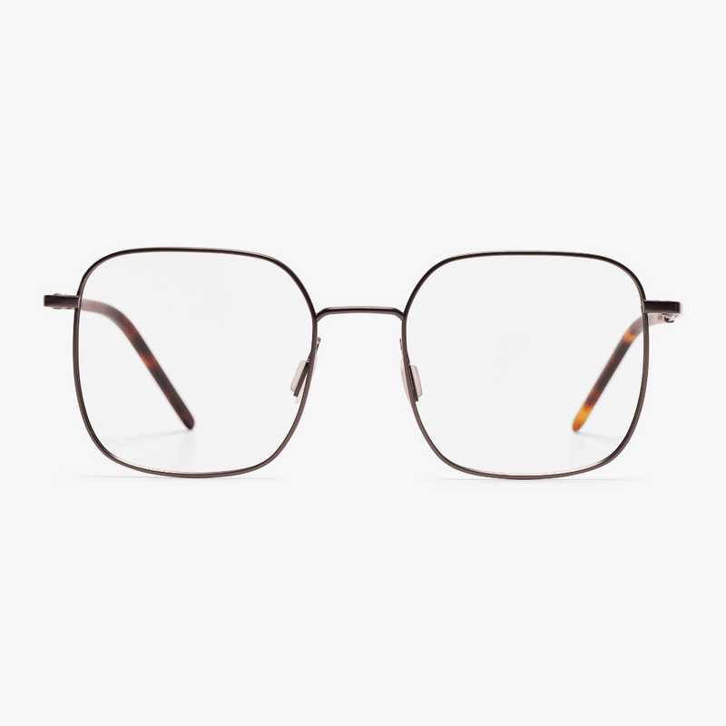 Women's Båstad Gun square metal frame glasses with brown temples