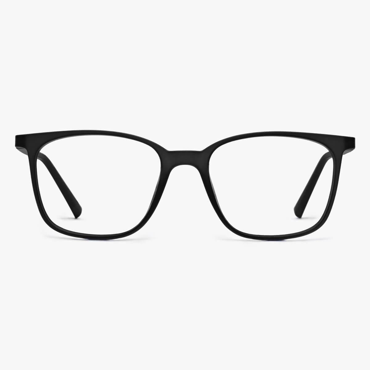 Black rectangular women's eyeglasses with a sleek design
