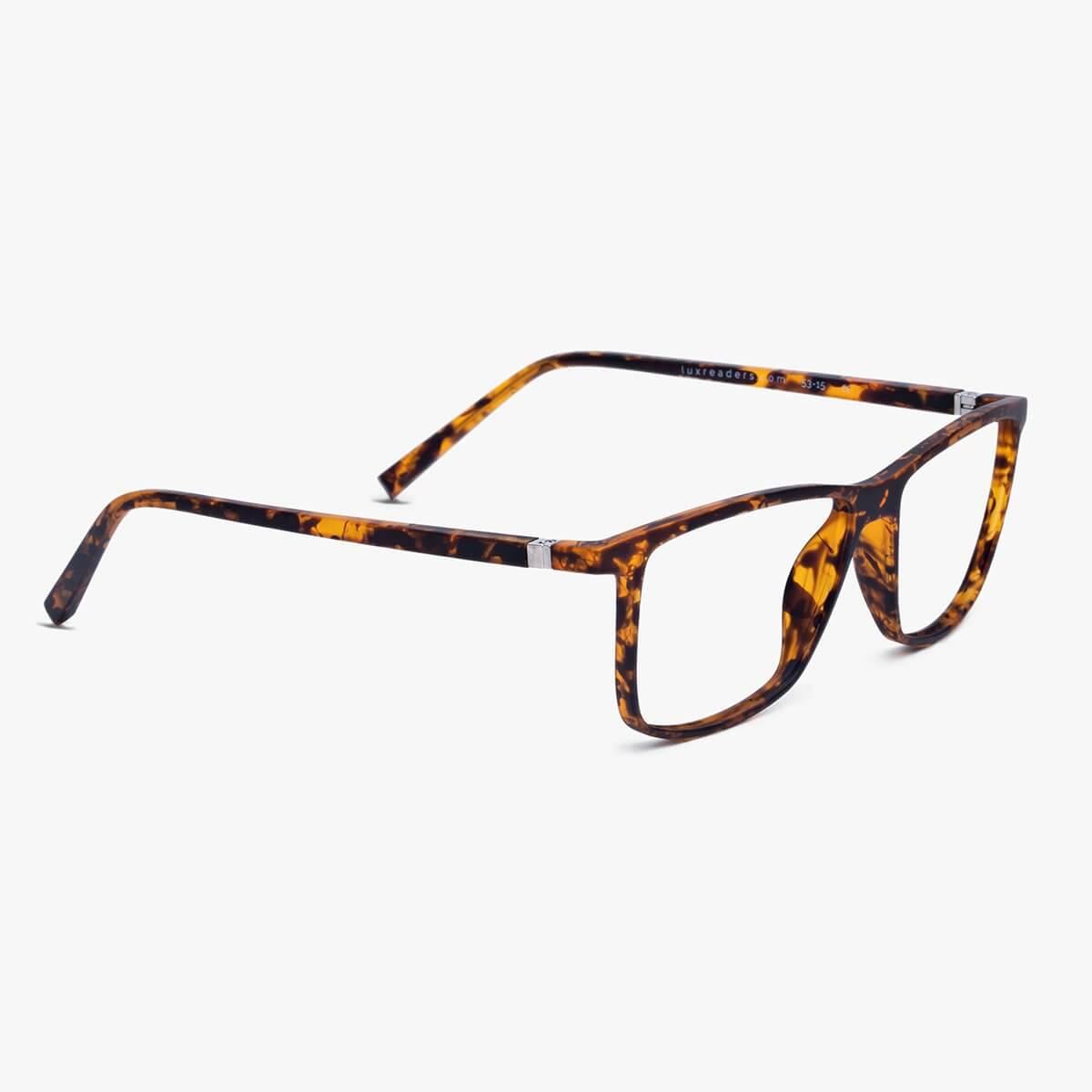 Tortoiseshell pattern reading glasses with rectangular frames