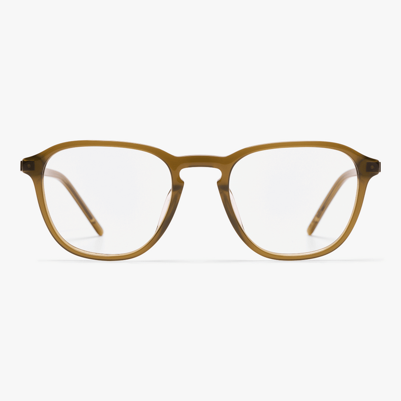 Women's Rønne shiny olive reading glasses with square frames