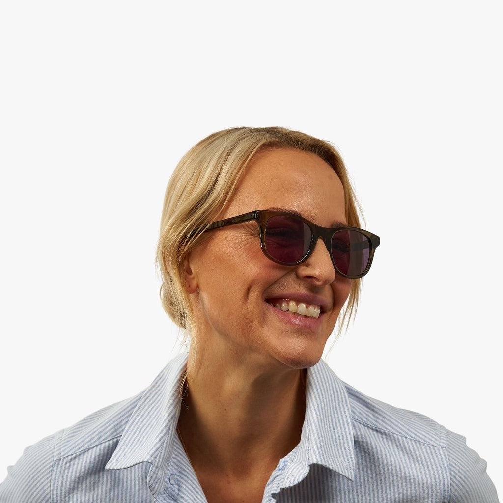 Women's Evans Shiny Olive Sunglasses - Luxreaders.com