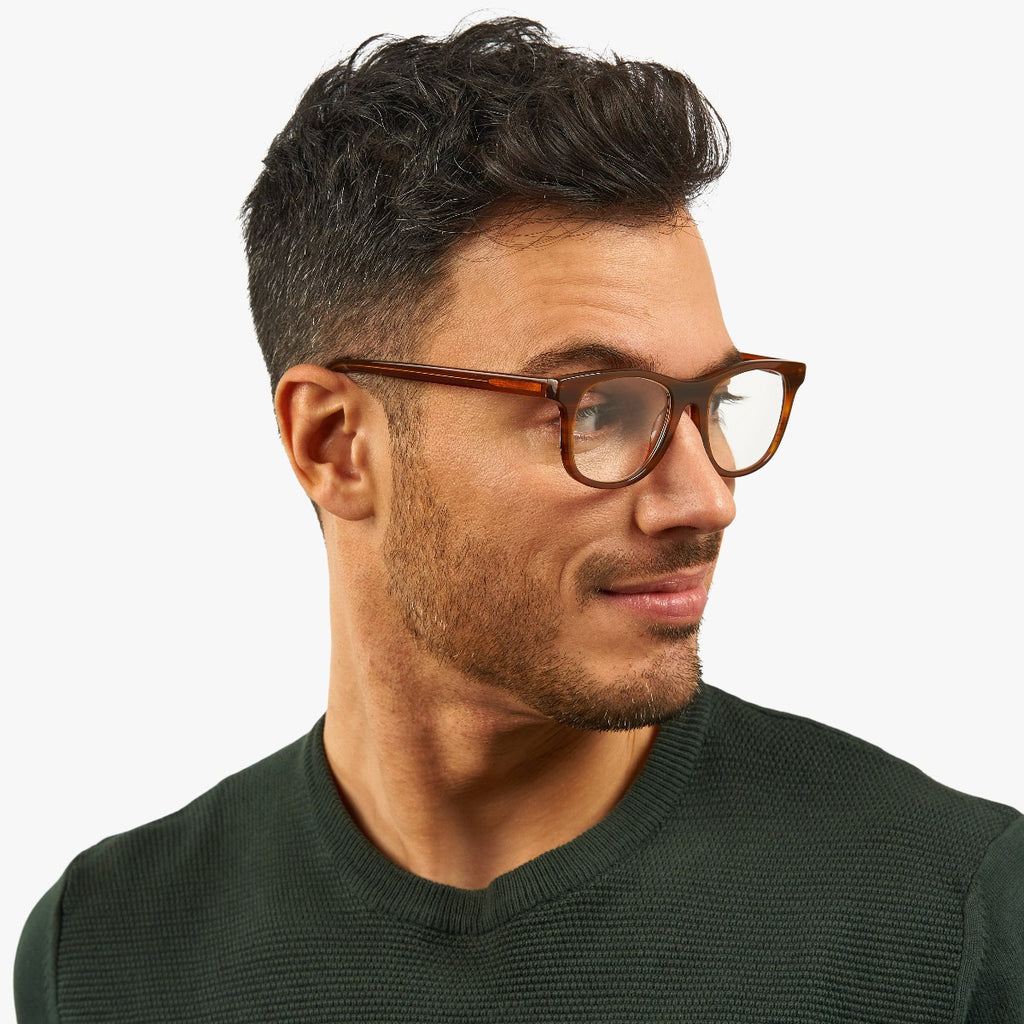 Men's Evans Shiny Walnut Reading glasses - Luxreaders.com