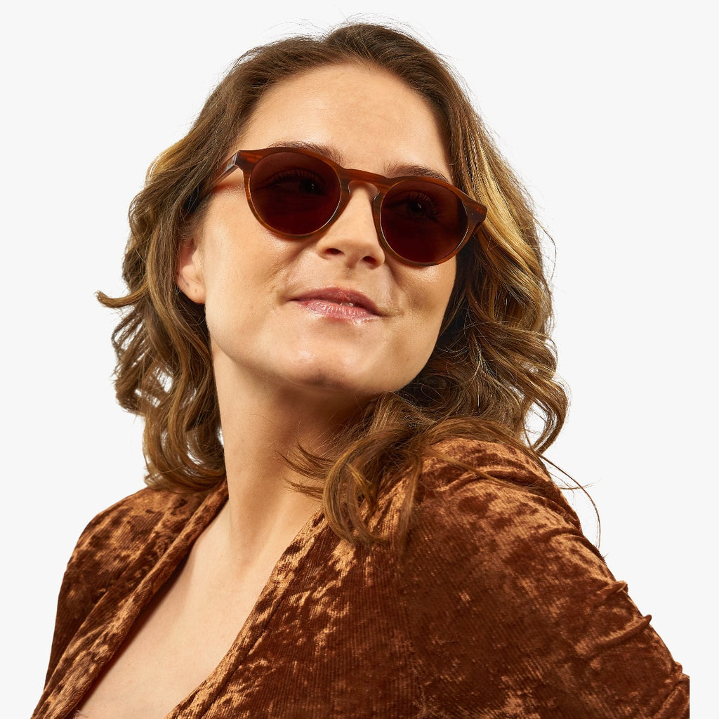 Women's Morgan Shiny Walnut Sunglasses - Luxreaders.com