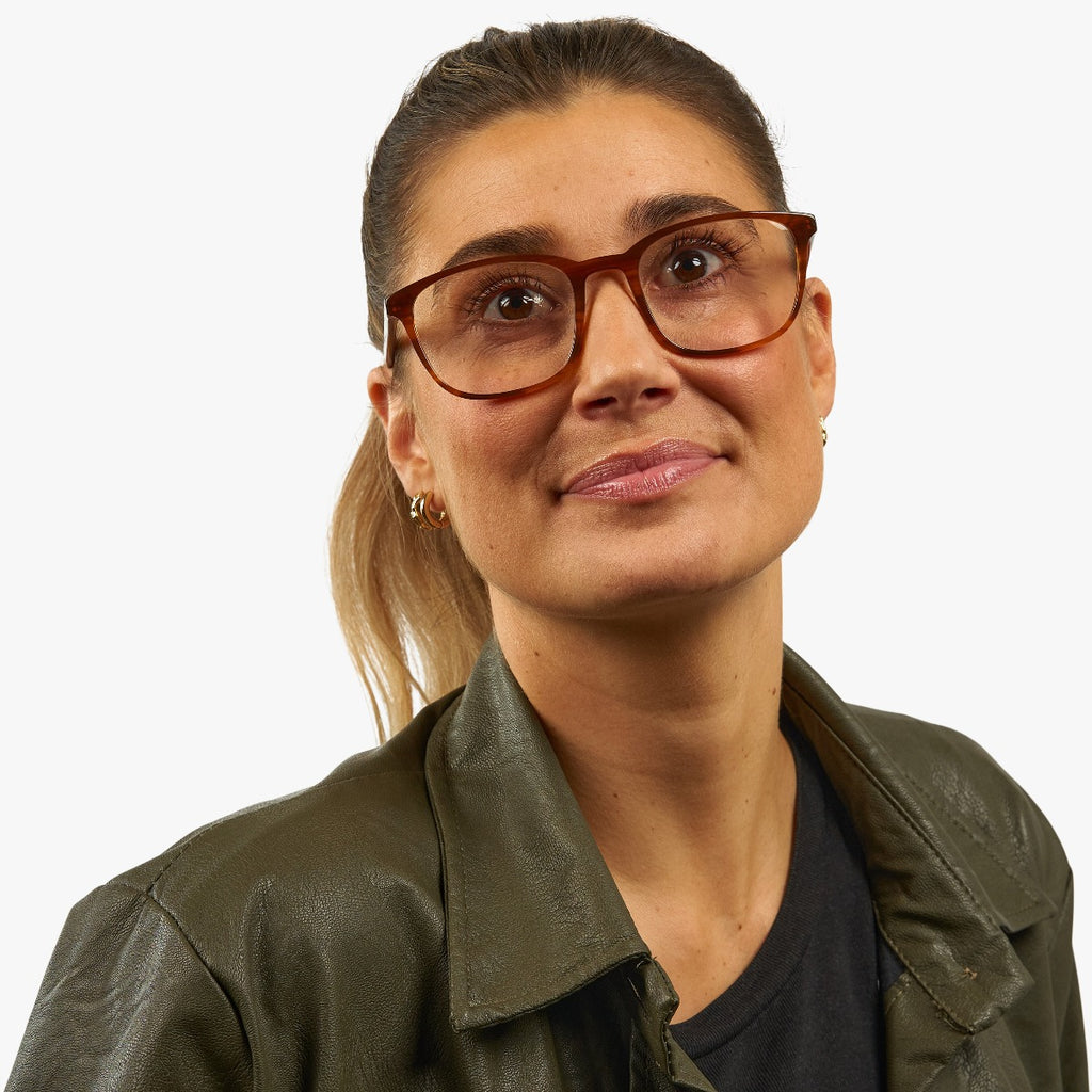 Women's Taylor Shiny Walnut Reading glasses - Luxreaders.com